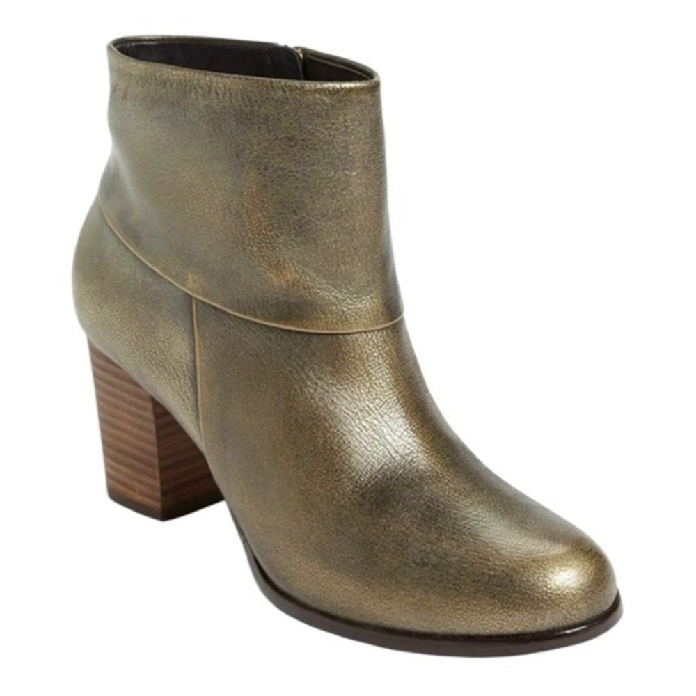 COLE HAAN Cassidy Metallic Gold Leather Booties. Size 9